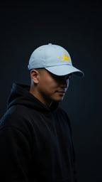SUN & THREE STARS on light blue hat