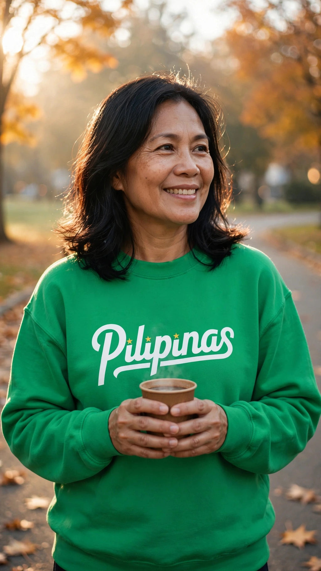 PILIPINAS & THREE STARS auf grünem Unisex-Sweatshirt