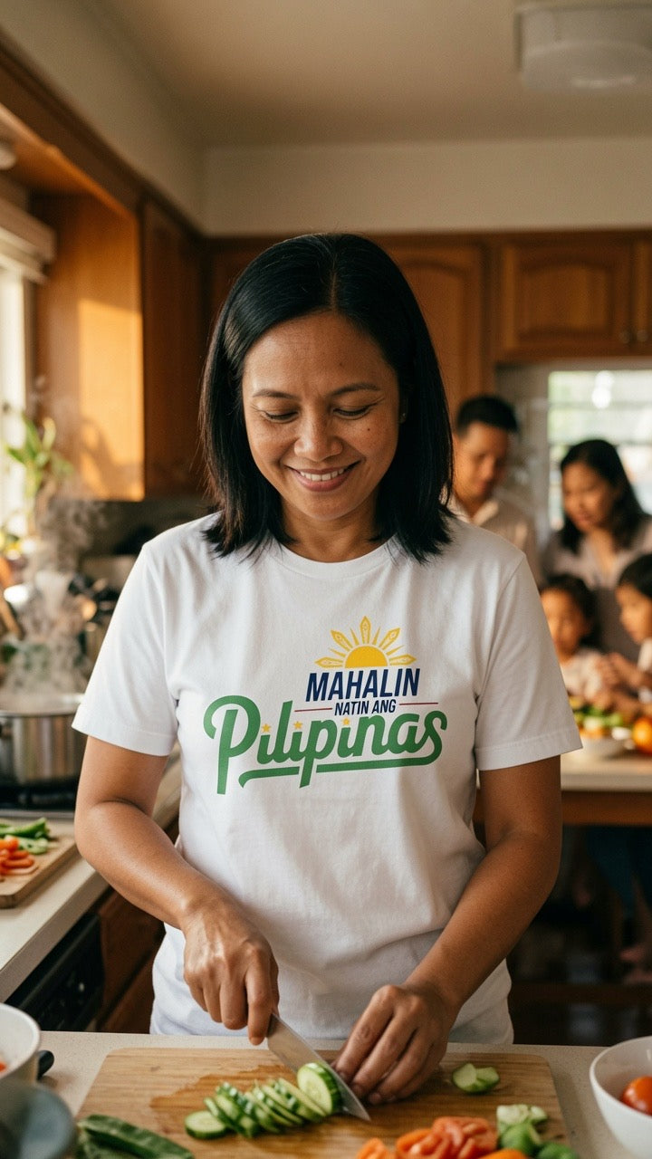 MAHALIN NATIN ANG PILIPINAS auf weißem T-Shirt