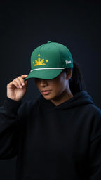 SUN & THREE STARS + PILIPINAS SCRIPT on green rope cap