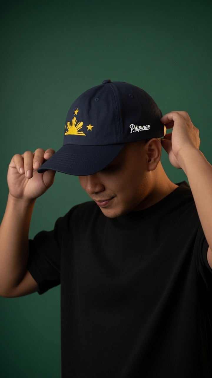 SUN & THREE STARS on navy blue hat