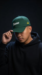 SCRIPT + SUN & THREE STARS on green hat